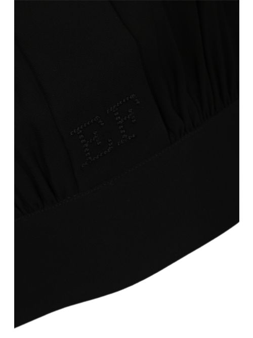 Camicia in georgette di viscosa con fusciacca Nero Elisabetta Franchi | CA14761E2110